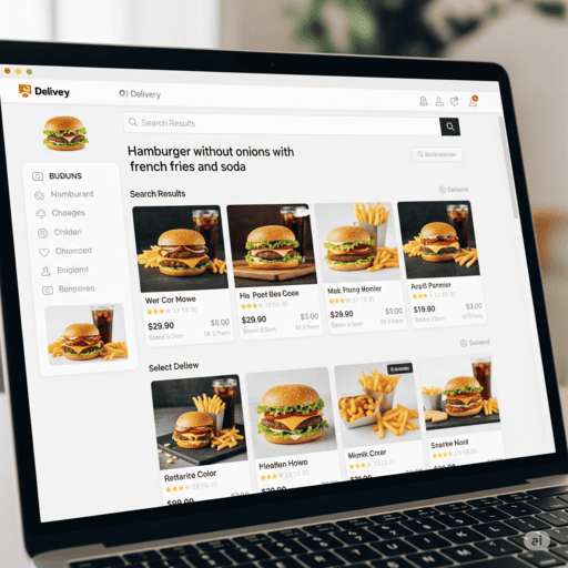 Interface de um site de delivery de comida